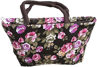 Myhouse Women Canvas Handbag Tote Black Floral Pattern Lady Daily Shoulder Bag