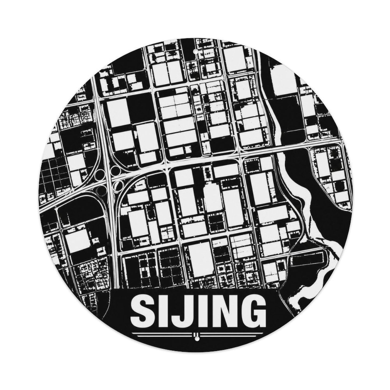 Okngb Style City Landmark Route Shanghai Sijing Town Street Grid Metal Tin Sign Plaque Wall Decor For Cafe, Man Cave, Club Bar, Office, Home Garden Round Metal Poster 8X8inch