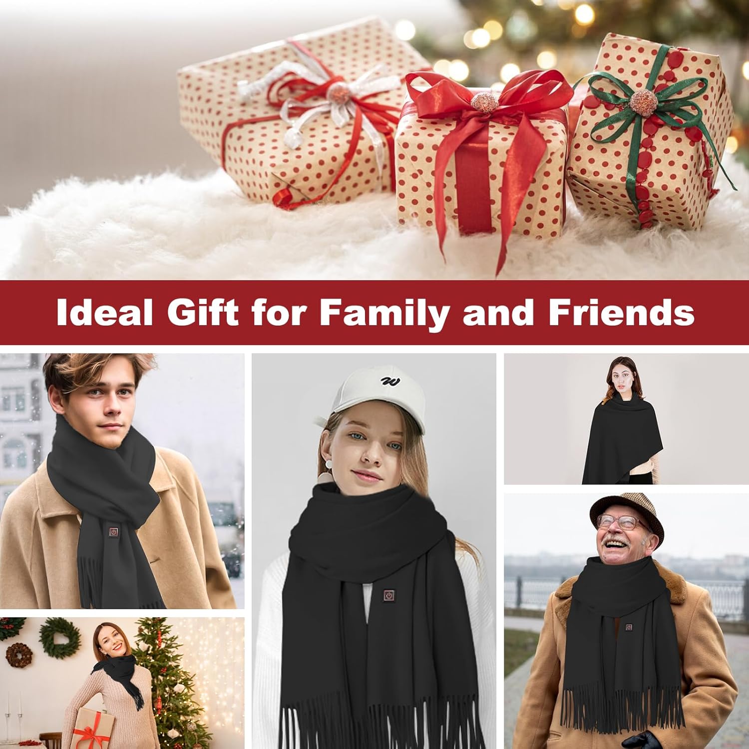 Electric Heated Scarf for Women Men Rechargeable Winter Scarf with 5000mAh Battery Scarves Shawl for Women - Image 6