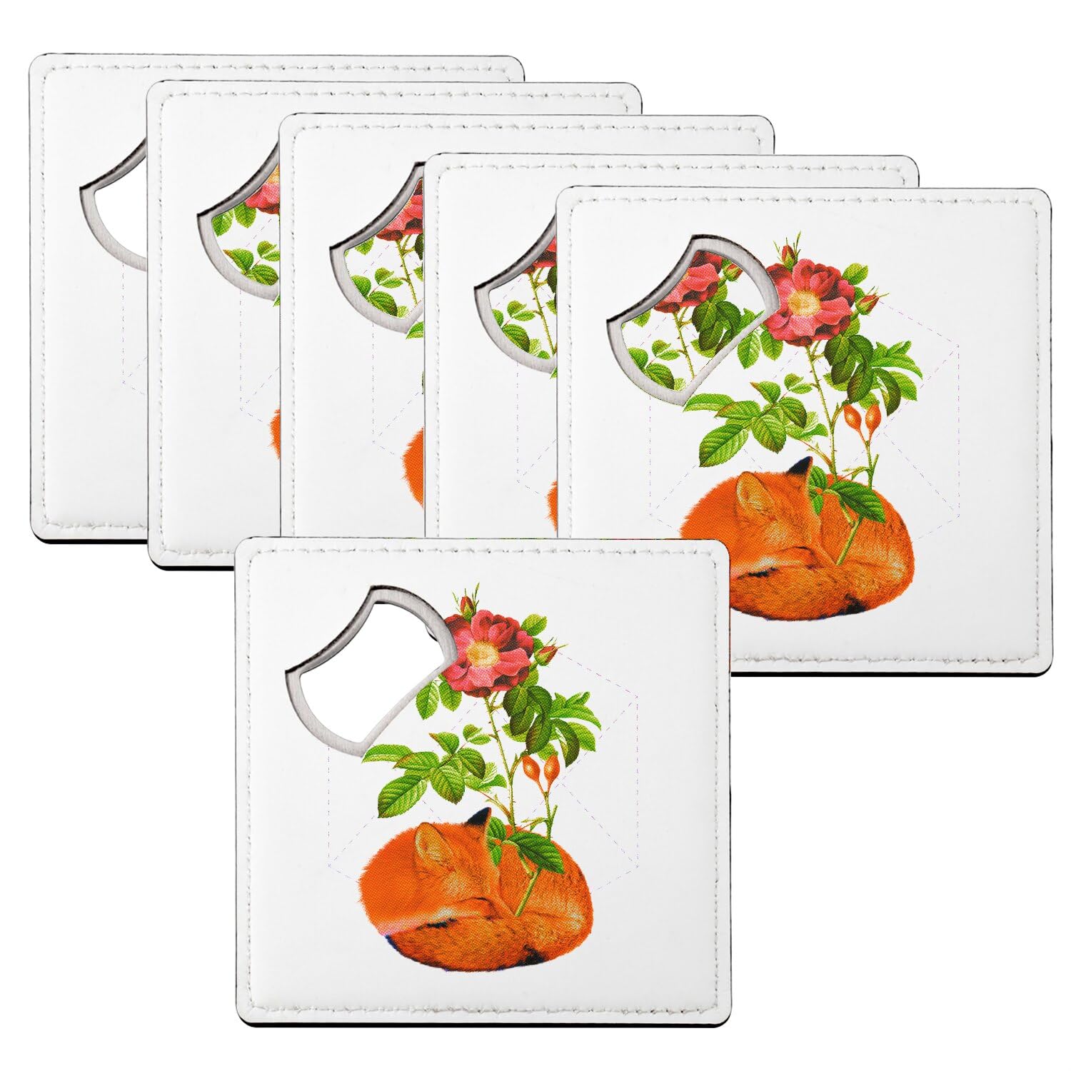 Décapsuleur sous-verre renard botanique vintage pour apéritifs streetwear