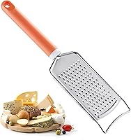 Vituer Cheese Grater with Orange Handle - Stainless Steel Handheld Zester for Cheese, Lemon, Ginger, Chocolate, Spices | Dishwasher Safe