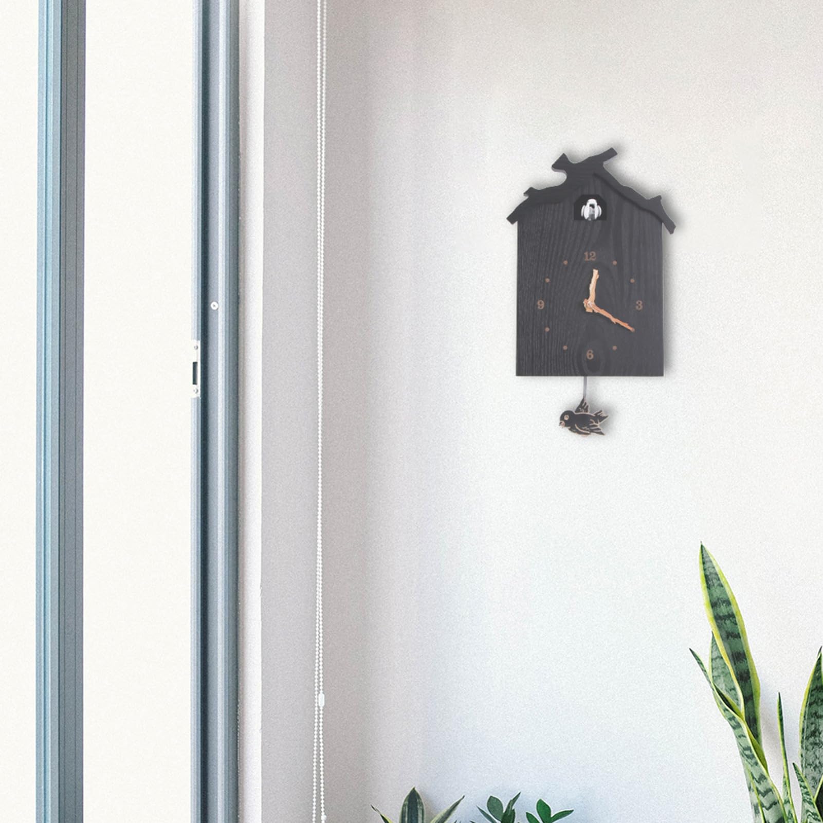 PRETYZOOM Reloj de Pared de Madera Creativo para Hogar Elegante con Timbre y Péndulo para Salas de Estar y Dormitorios