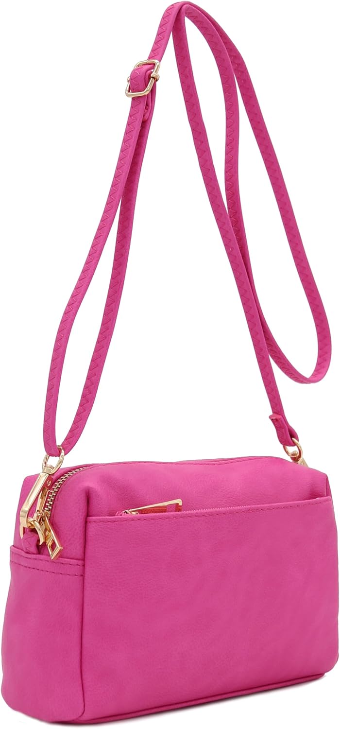 FashionPuzzle Triple Zip Small Crossbody Bag - Image 4
