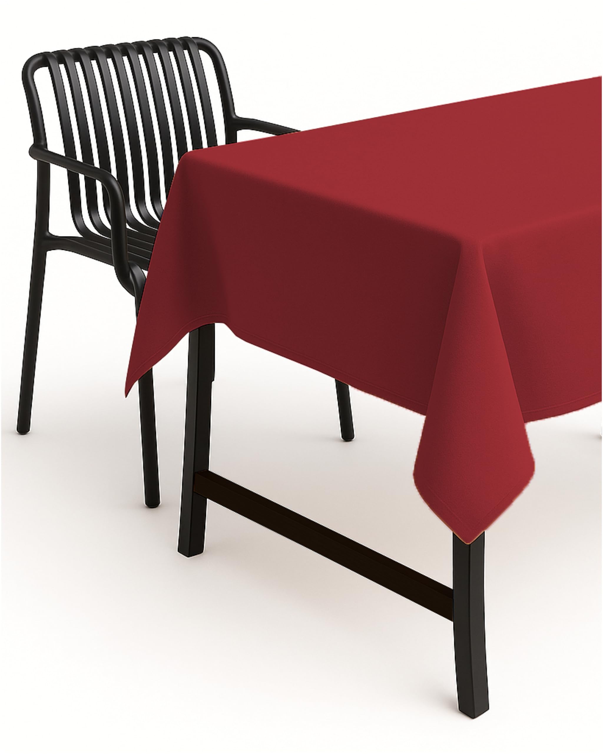 Nappe de Table de Jardin Aspect Lin - Effet Lotus - Anti-Taches - Infroissable - 220 cm - Ronde - Rouge