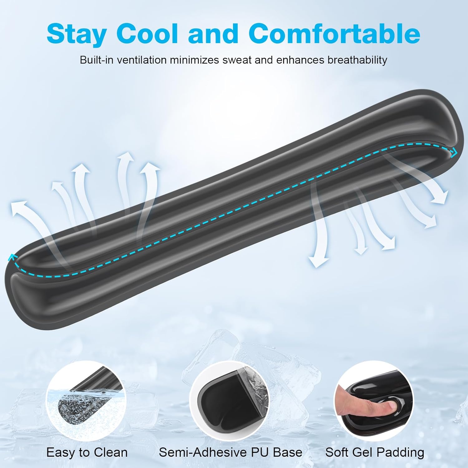 Gel Mouse pad & Keyboard Wrist Rest Set, Ergonomic Keyboard and Mousepad with Wrist Support, Keyboards Wrist Rest, Computer Keyboards Pad, Cooling Gel Black