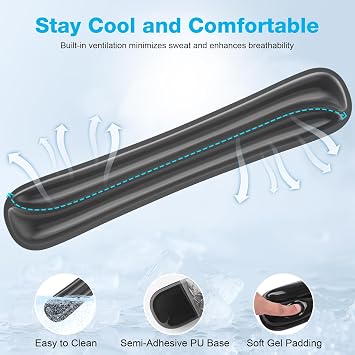 Gel Wrist Rest Mouse Pad Set, Ergonomic Support for Office Gaming | Ergonomic Keyboard and Mousepad with Wrist Support,Cooling Comfort, Non-Skid Base, Easy Clean, for Home and Work Desk Black