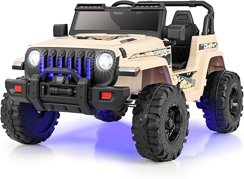 Miniatura 46 de OLAKIDS Camión de paseo para niños, vehículo eléctrico de 12 V con control remoto, automóvil para niños pequeños a batería con música, bocina, 3