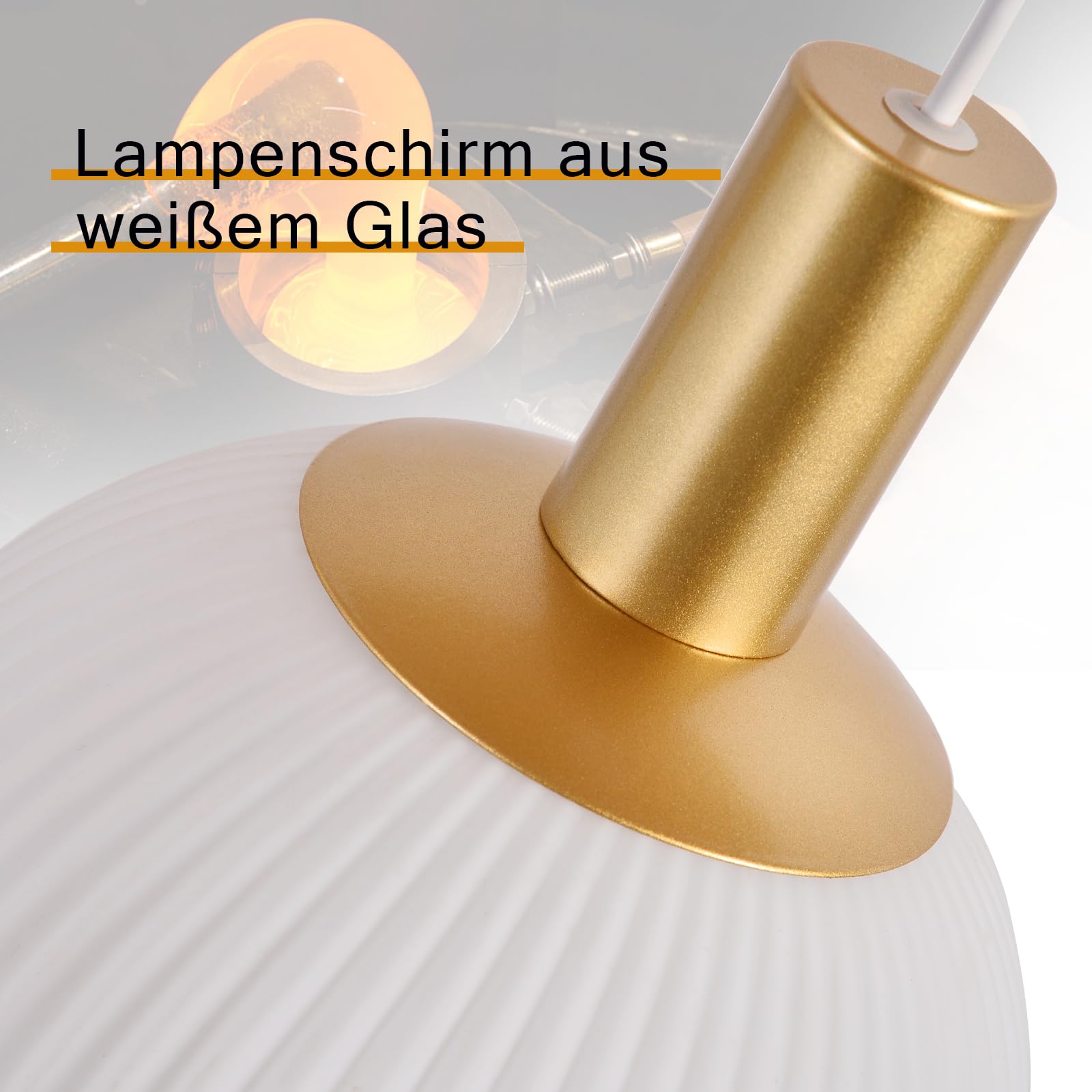 CBJKTX Lampada a sospensione da tavolo in vetro - E27 Lampada a sospensione | d'oro 3 fiamme lampadario regolabile in altezza per soggiorno camera da letto cucina sala da pranzo (senza lampadina)