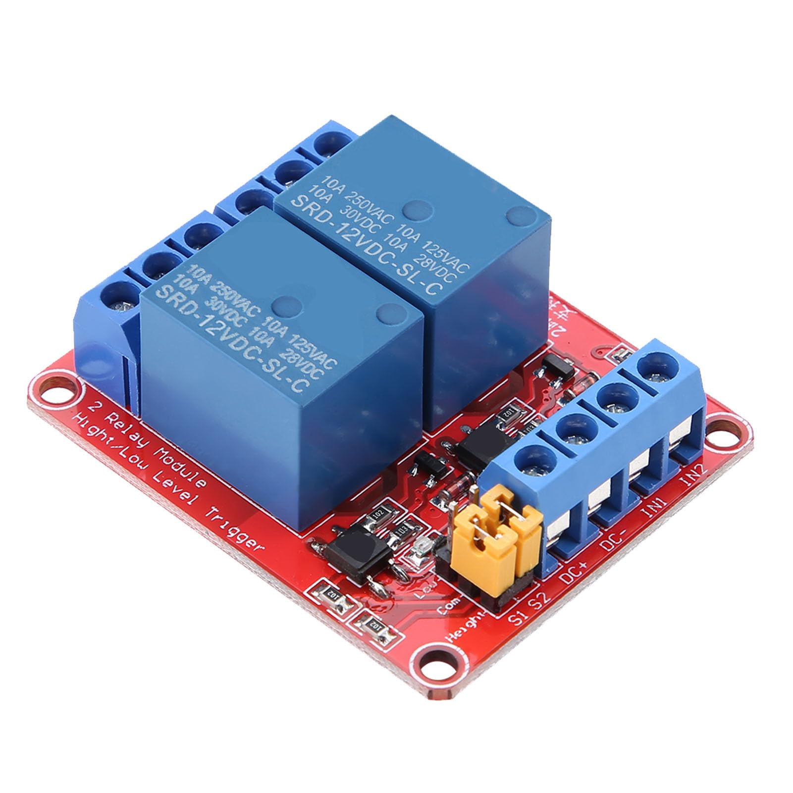 Modulo Relè con Accoppiatore Ottico, 2 Canali, 5V, Scheda di Espansione con Isolamento Ottico, Alto e Basso Livello di Attivazione, 12V