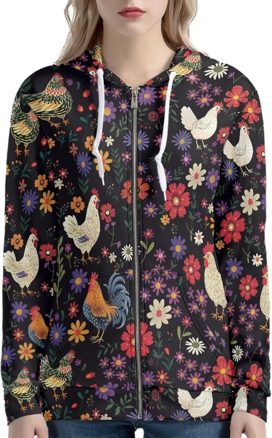 Zip Up Hoodie with Pocket Womens Hoodies for Fall Spring Streetwear Long Sleeve Tops - Image 2