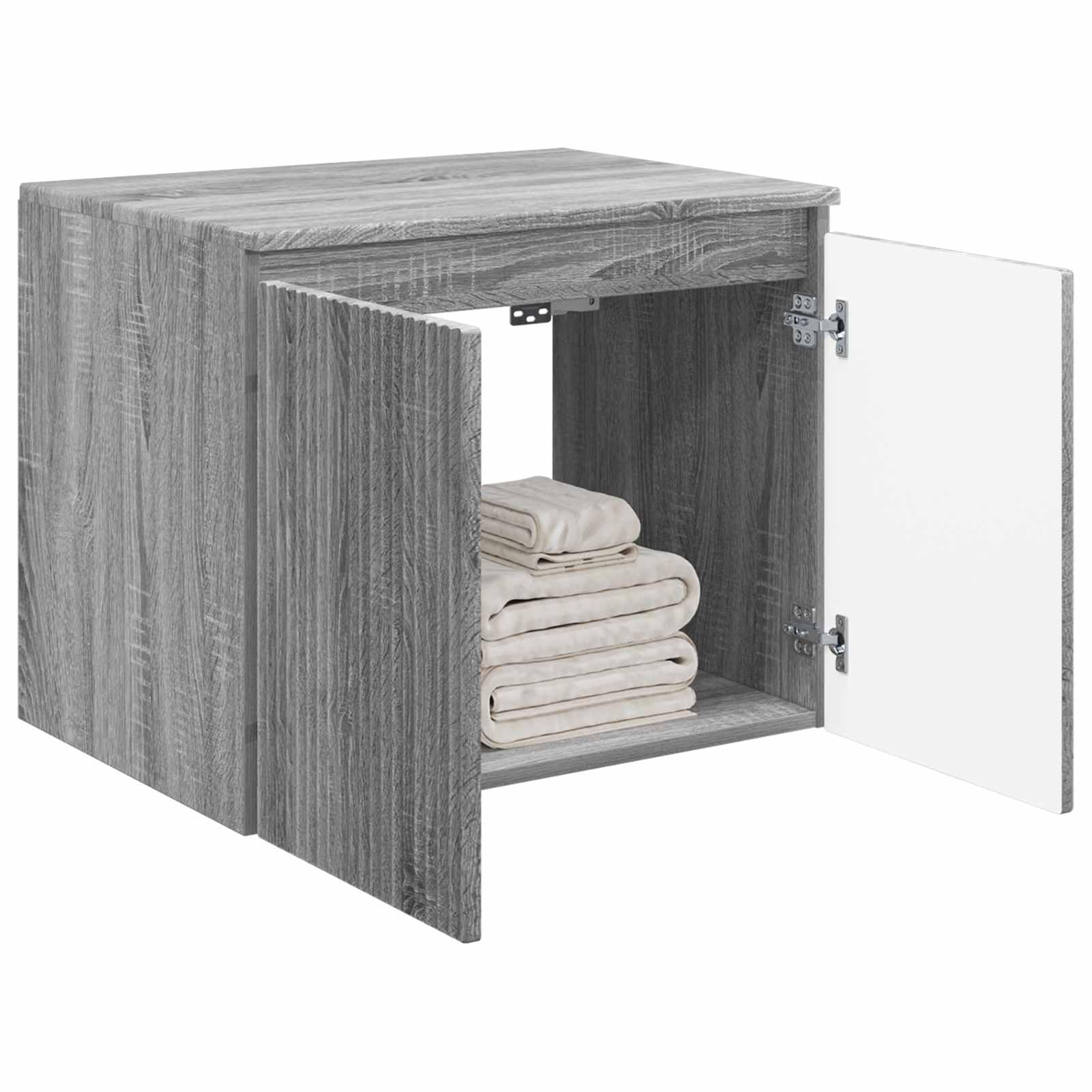 Gecheer Wandmontierter Badezimmerschrank Grau Sonoma, Moderner Badezimmerschrank Stauraum-Schrank für Make-up Waschbecken Gästebad890478