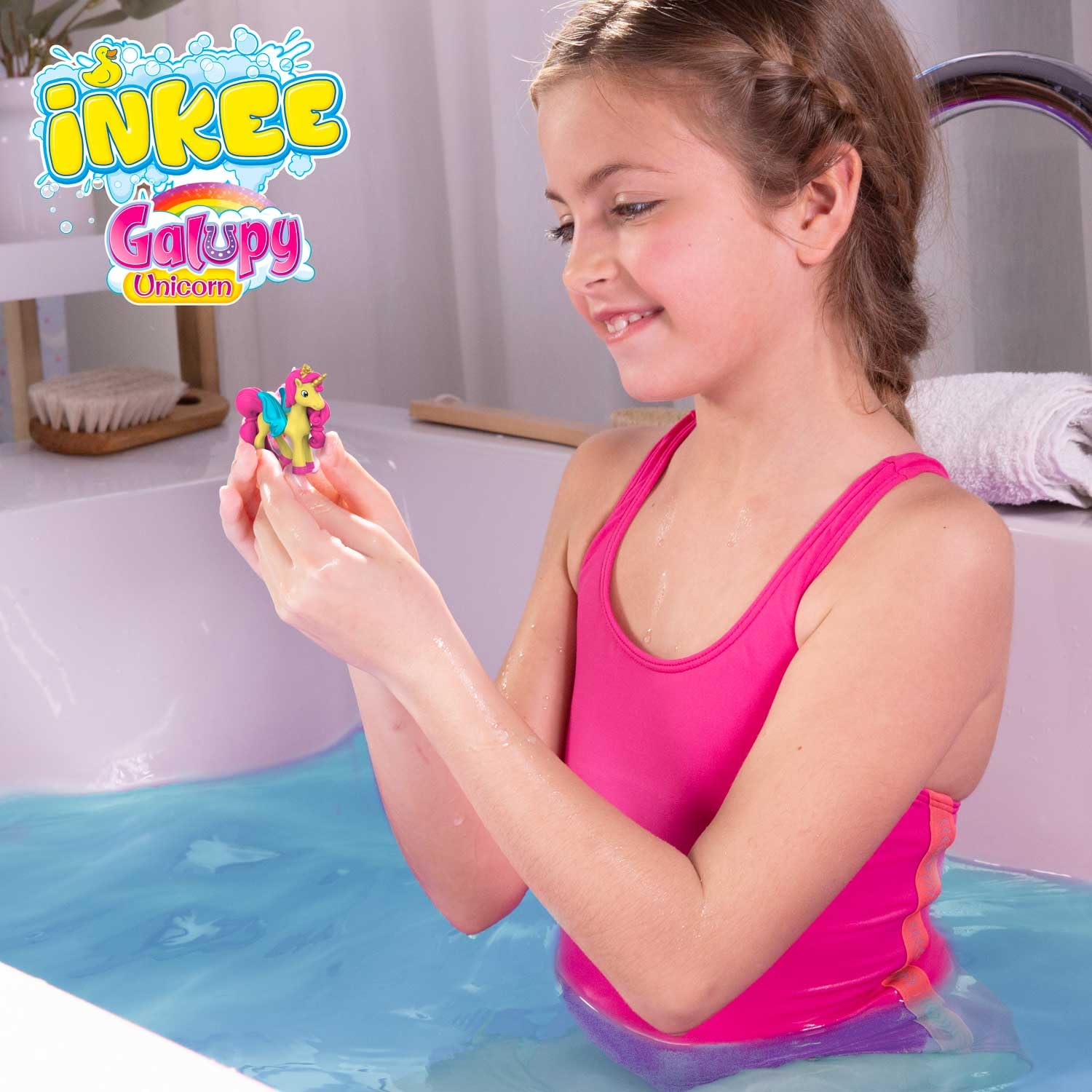 INKEE Pack de 5x Bombes de Bain enfant GALUPY UNICORN Boule de bain avec surprise à l'intérieur - Jouet de bain Licorne