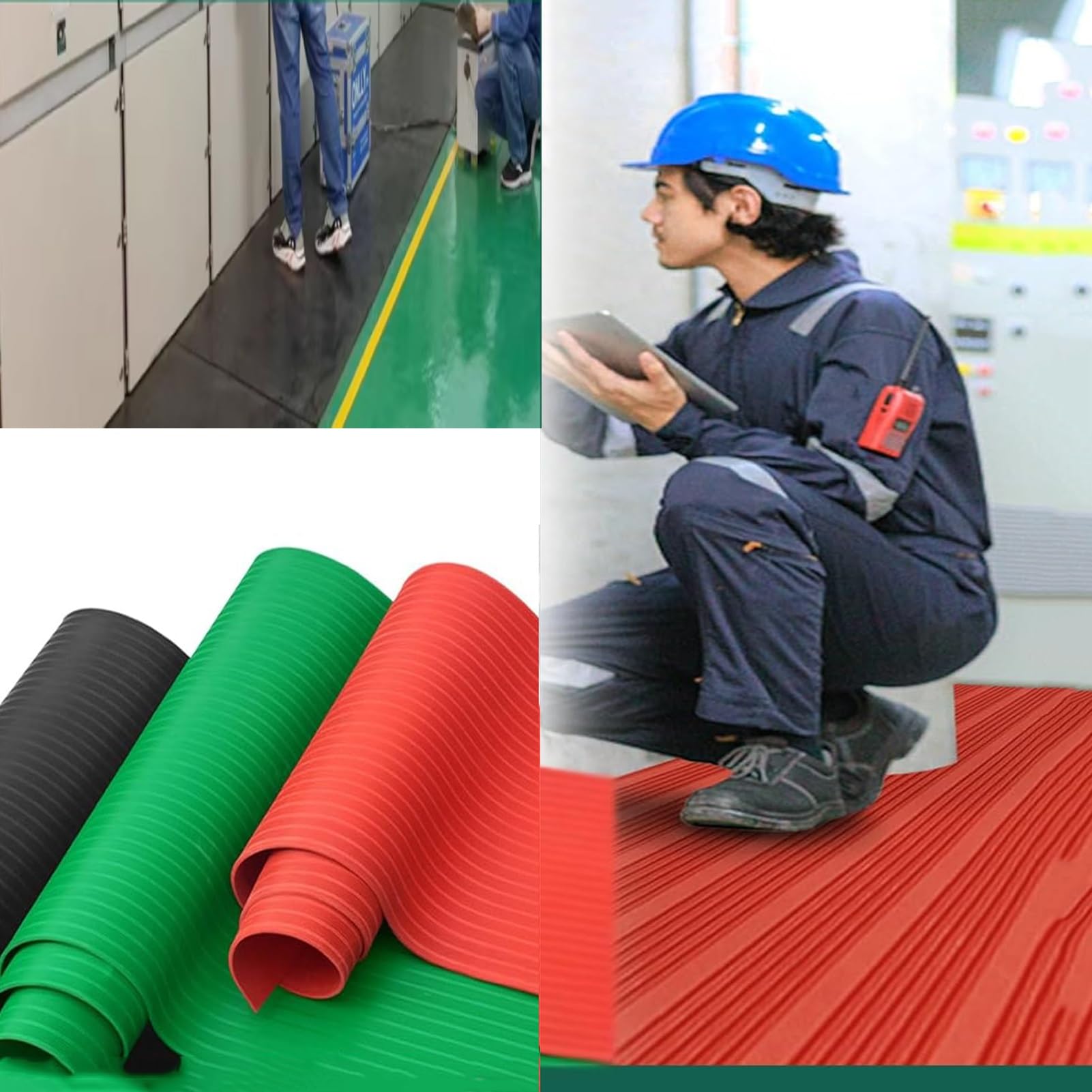 Alta Tensión Seguridad Eléctrica Alfombrilla Goma Subestación Aislante Suelo Antideslizantes Grandes Alfombrillas Cuadros Eléctricos para Central Eléctrica(1x3m-3mm)