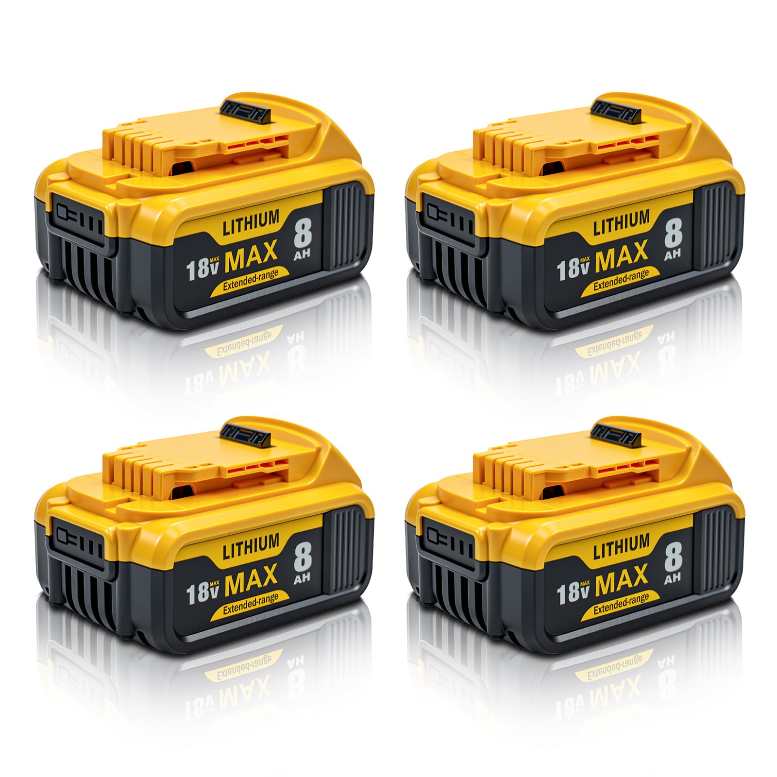 4Pack 8.0Ah Li-Ion Replacement for Dewalt 18V Battery, Works with XR Tools
