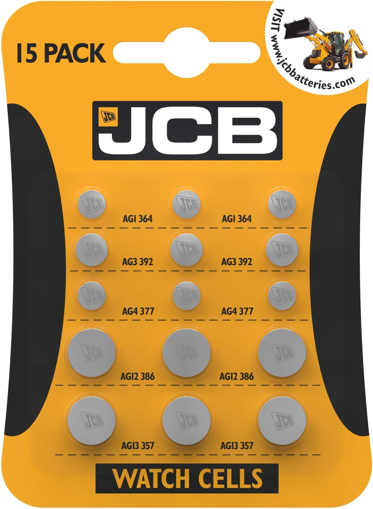 S9715 JCB Coin Cell Mix Batteries - Pack of 15
