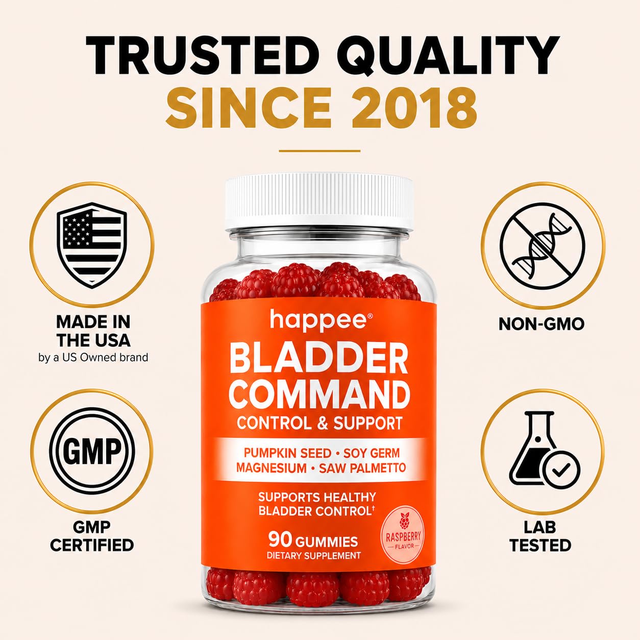 Happee Bladder Control Gummies Supplement Women & Men, Daily Support 90 ct — Amazon image 4