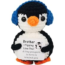 Handmade Crochet Positive Penguin Birthday Graduation Brother Gift