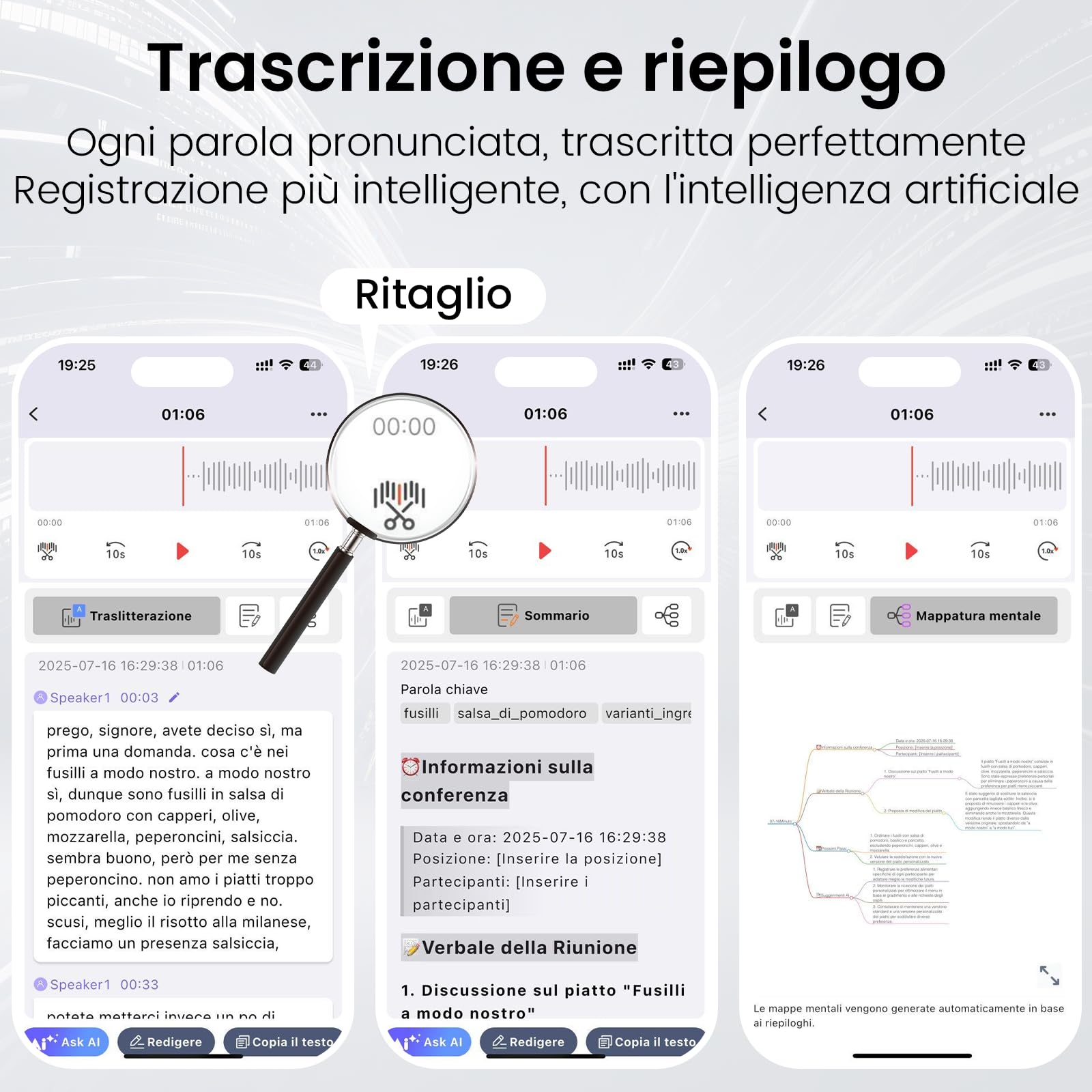 NEWYES Ailog Registratore Vocale AI con App Dedicata, Trascrive e Riepiloga, Traduzione in Oltre 188 Lingue, Memoria da 64 GB per Riunioni, Lezioni, Chiamate, Affari