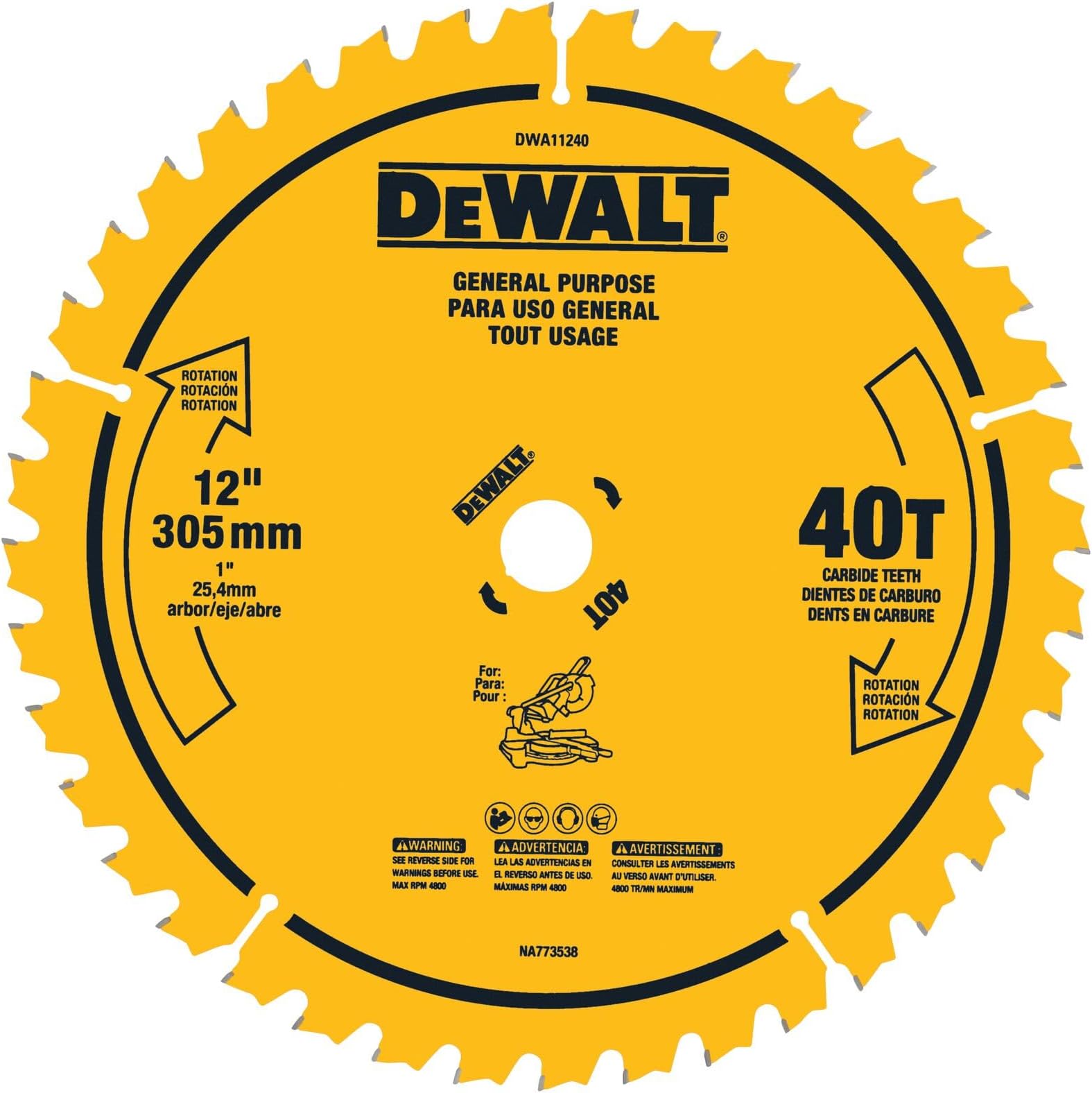 12 in. 40T General Purpose Saw Blade (DWA11240)