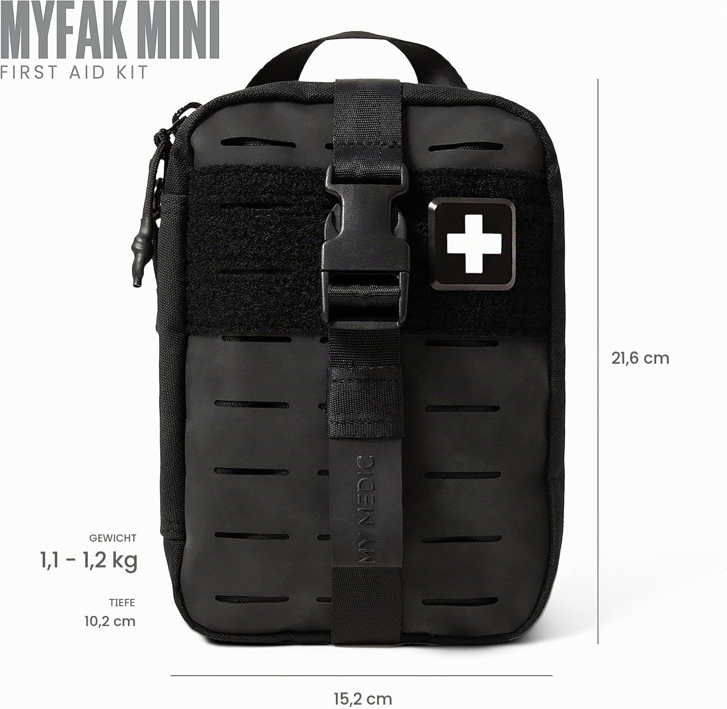 My Medic MyFak Mini-Erste-Hilfe-Set – klein und leicht für Camping, Wandern und Rucksackreisen – IFAK mit 70 Artikeln – HSA/FSA ideal für Reisen – Schwarz