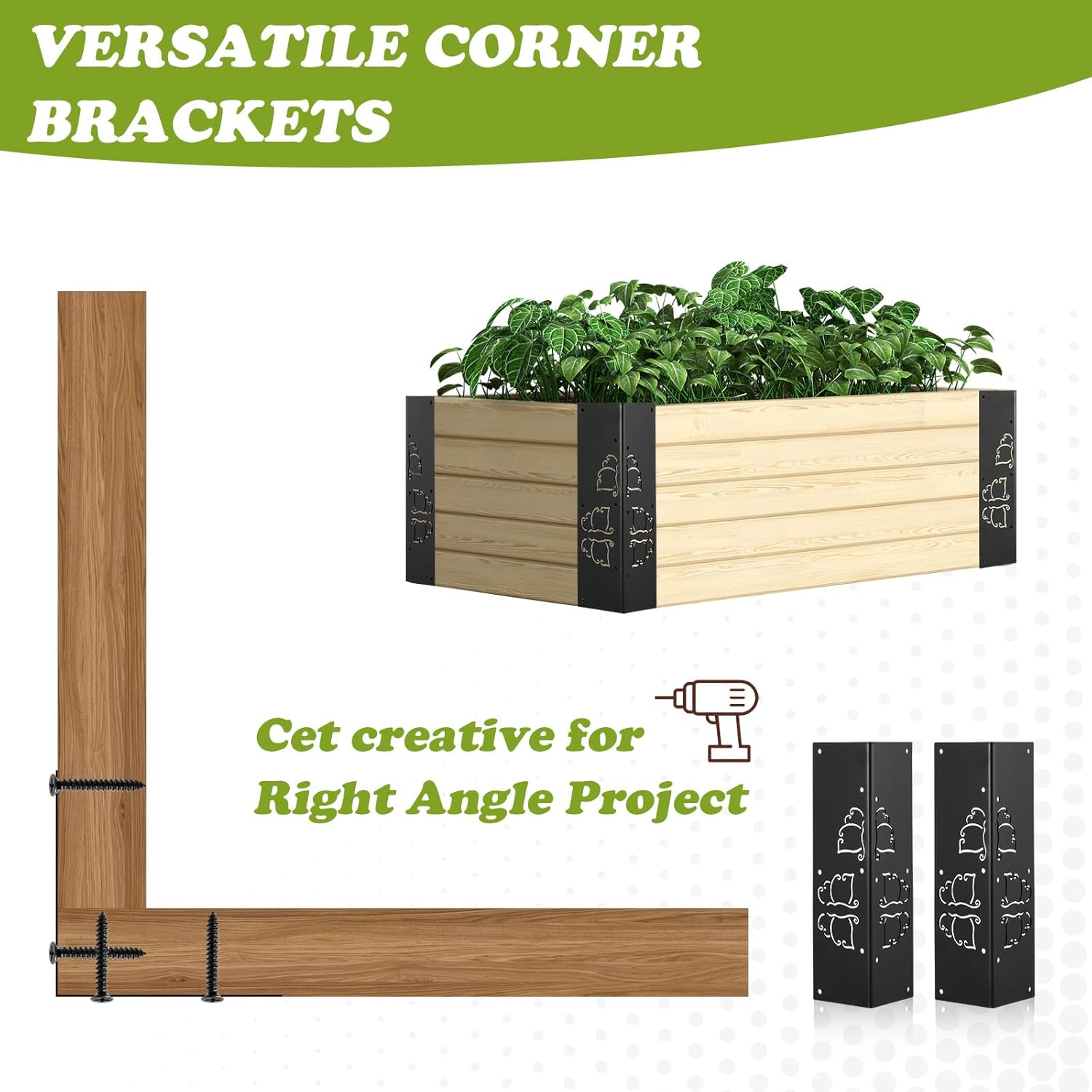 8 Packs Planter Raised Beds Corner Brackets 11 in Metal L Brackets with Screws Black Angle Corner Bracket Connectors for plants 11" x 3" x 3" for Wood Flower Box Angle Brace Black Butterfly