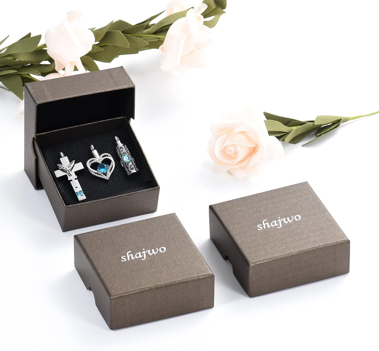 shajwo 3 Pack Urn Necklace for Ashes for Women Gilrs Heart Cross Cylinder Cremation Jewelry for Ashes Memorial Keepsake Birthstone Pendant - Image 7