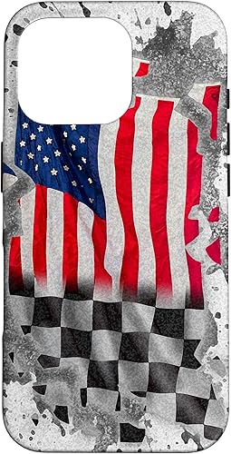 Vista 49 de iPhone 12 mini Car Racing bandera estadounidense pit crew Case