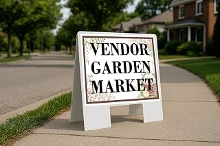 Vendor Garden Market Easter Spring Vintage Chicks Eggs Basket Brown A-Frame Double Sided 23x23 in. sign