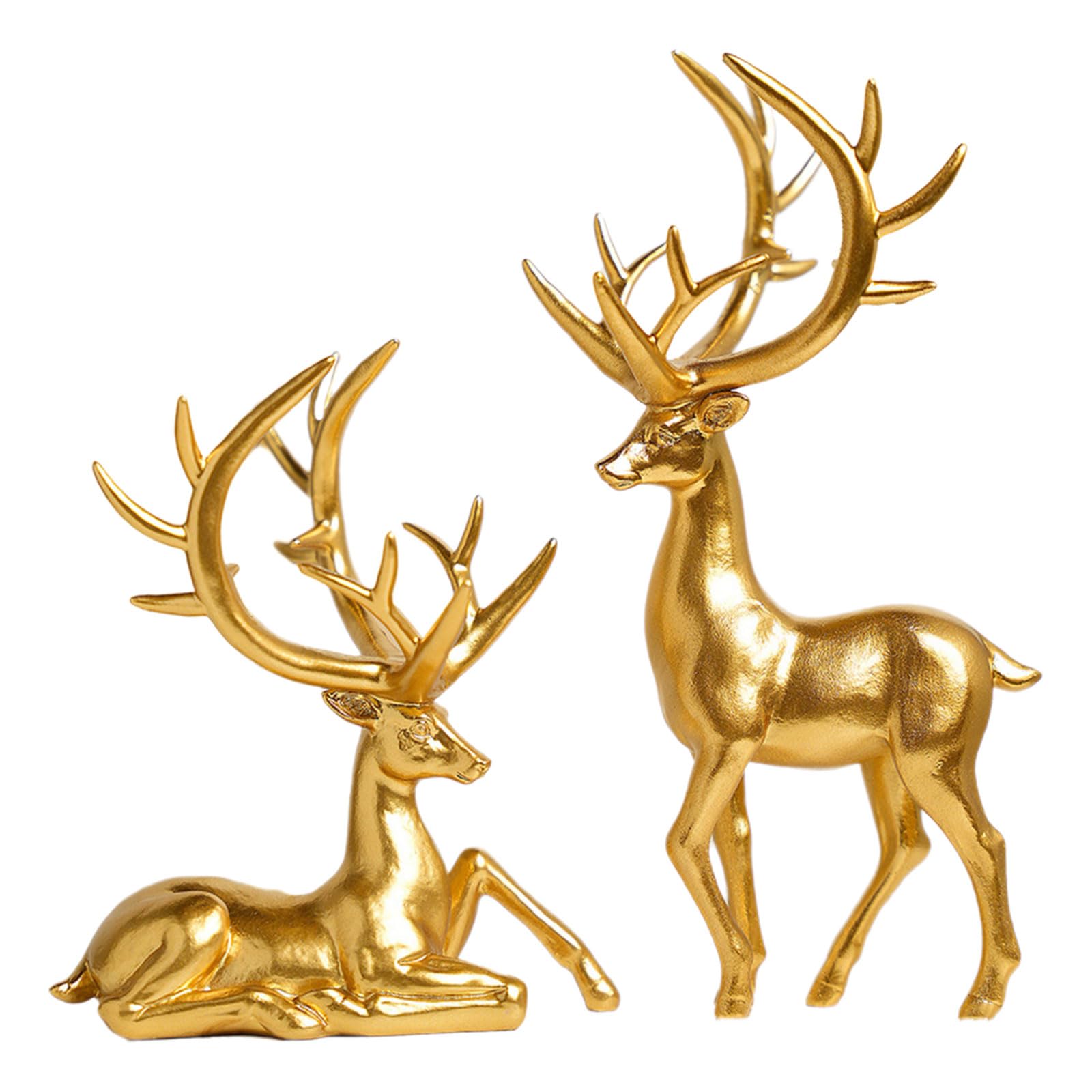 Hsioluted Hand Carves Resin Deer Ornamentation Reindeer Sculpture Designs to Elevates Sophisticated Interior Styles Display Resin Deer Figurine