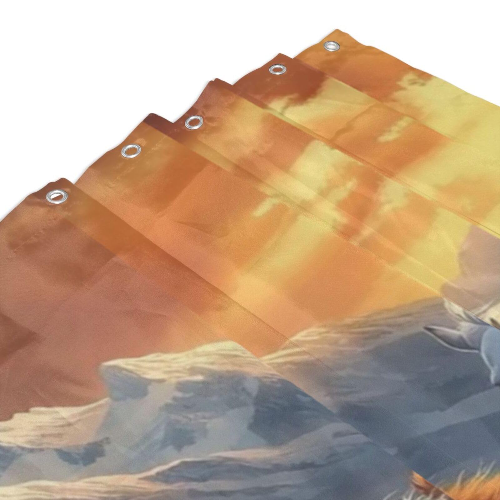 Majestic - Cortina de ducha con estampado de caballos galopantes al atardecer, 152 x 183 cm, tela de poliéster impermeable, decoración de bañera con 12 ganchos, secado rápido, lavable