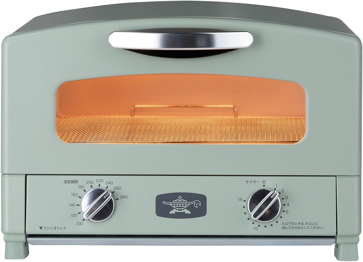 Aladdin AET-GS13D(G) Graphite Toaster, 2-Piece Toast, Pan, Temperature Control Function, Timer Function [Equipped with Far Infrared Graphite], Green