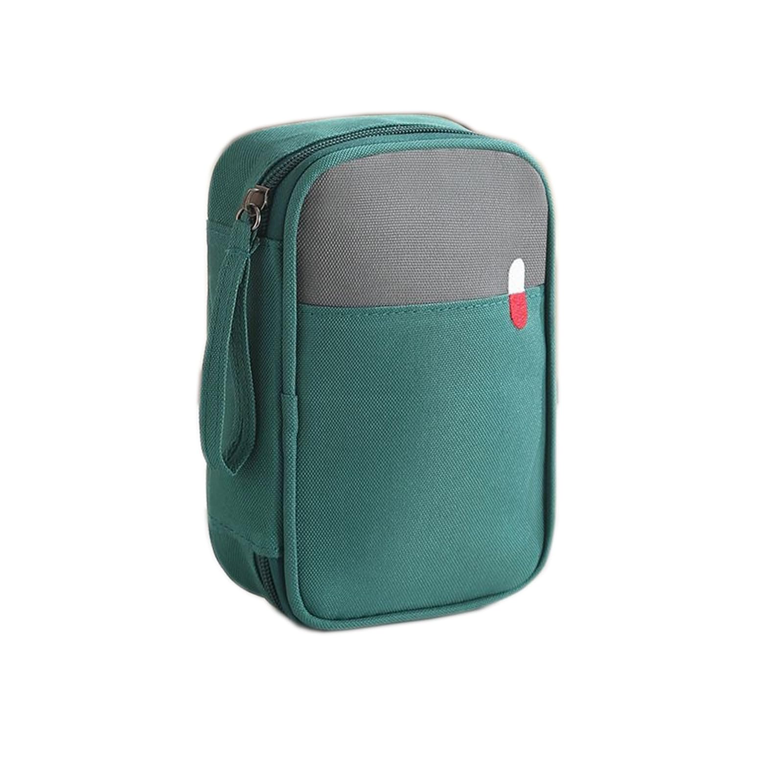 Myqiqi Waterproof First Aid Bag Medium - Empty Medical Kit for Travel, Camping, and Home Use with Built-in Compartments for Organized Medicine Storage (Green)
