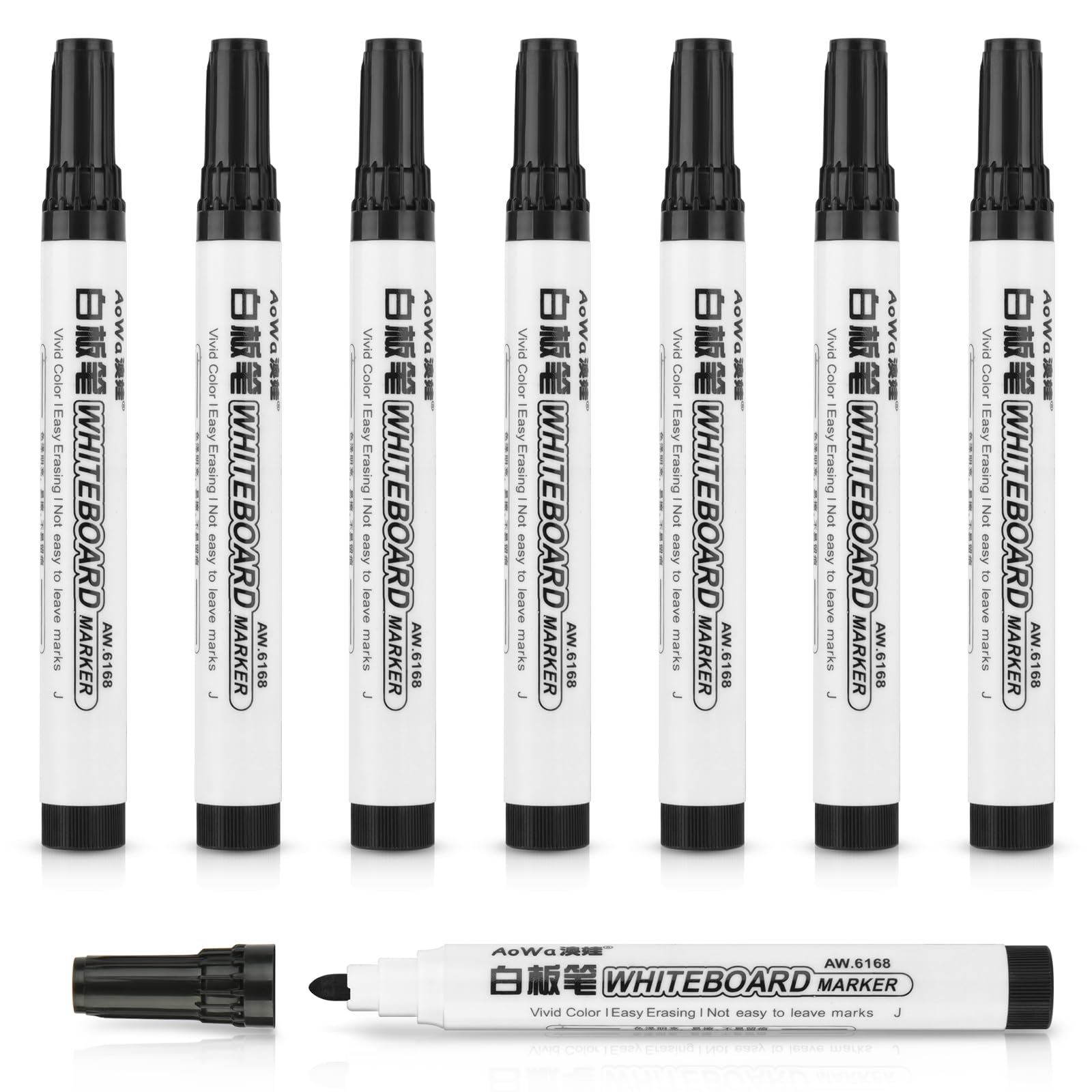 OFFCUP Marcadores para Pizarra Blanca, 8pcs Rotuladores para Pizarra Blanca, Borrado en Seco Rotuladores de Tiza Líquida, para Vidrio, Pizarras Blancas, Espejo, Hogar, Escuela y Oficina - Negro
