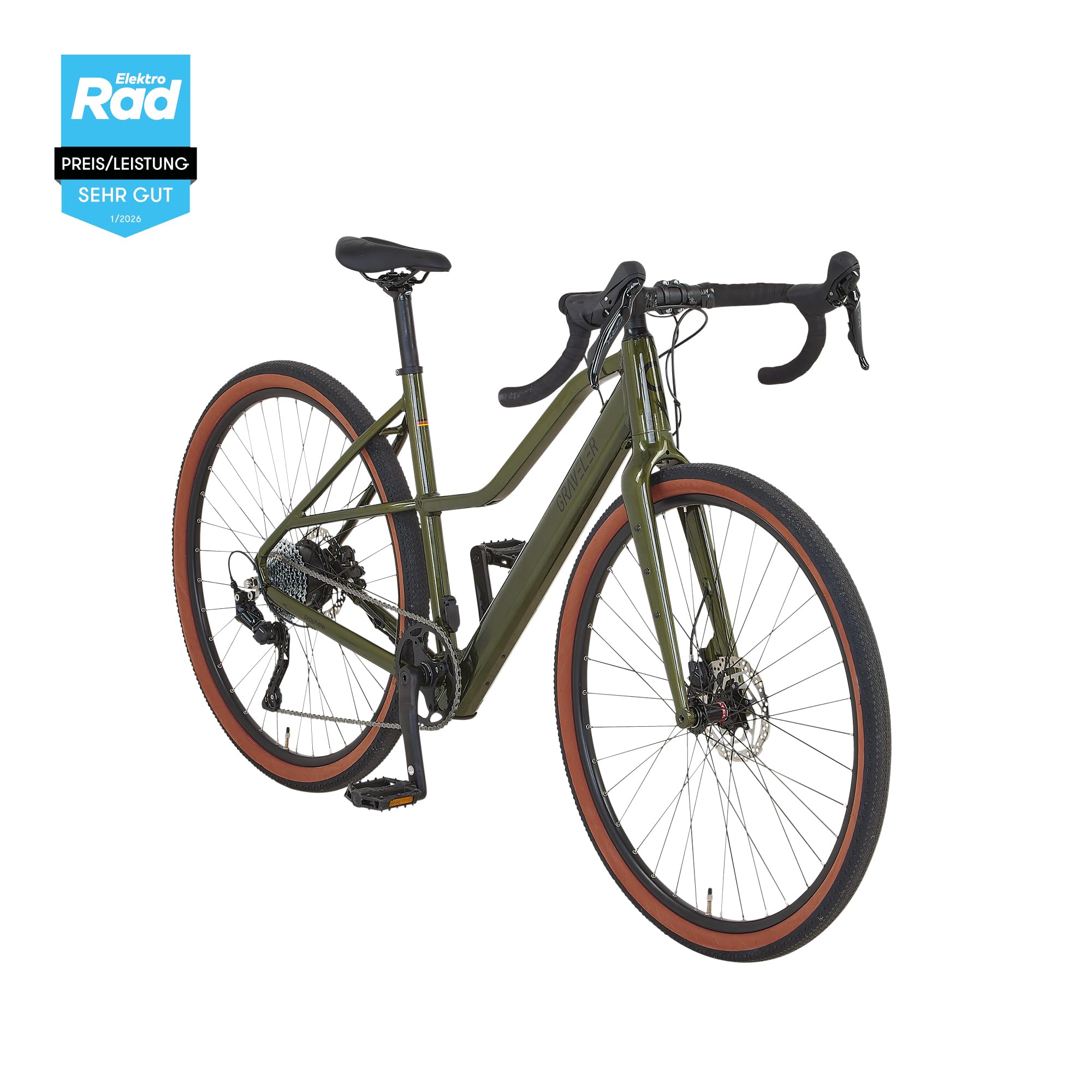 Prophete Graveler 1.0 Gravel E-Bike Trapez 28 Zoll - 360 Wh - Integrierter Akku - Heckmotor AEG - 10-Gang Kettenschaltung - HDY. Scheibenbremse - Rahemnhöhe 48 cm
