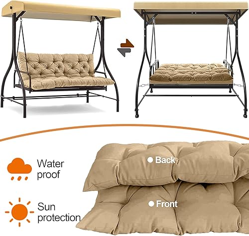 Miniatura 2 de Cojines para columpio de 2 a 3 plazas, 60 x 40 pulgadas, cojines gruesos para columpio de porche de 4 pulgadas, cojín de banco impermeable con