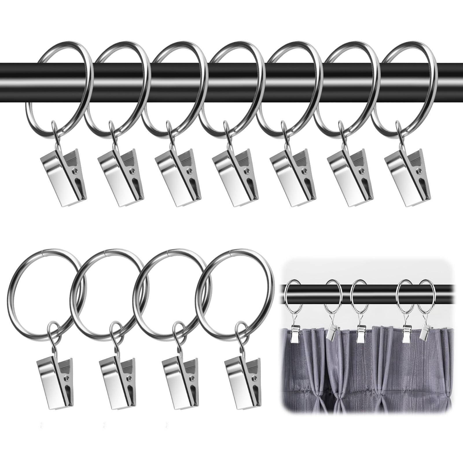 lot de 25 anneaux de rideaux
