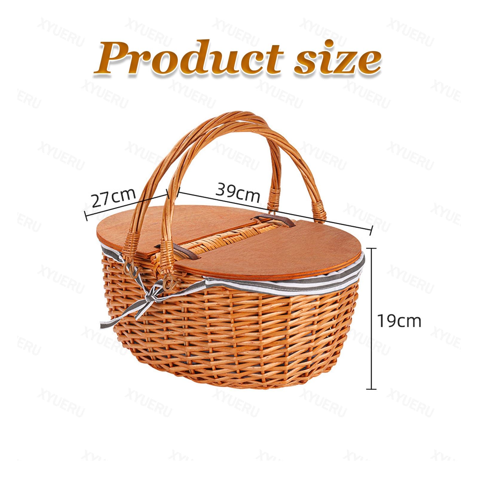 Cesta de picnic de mimbre para aperitivos y frutas, cesta tejida a mano, cesta de flores vintage para barbacoa, actividades al aire libre y reuniones