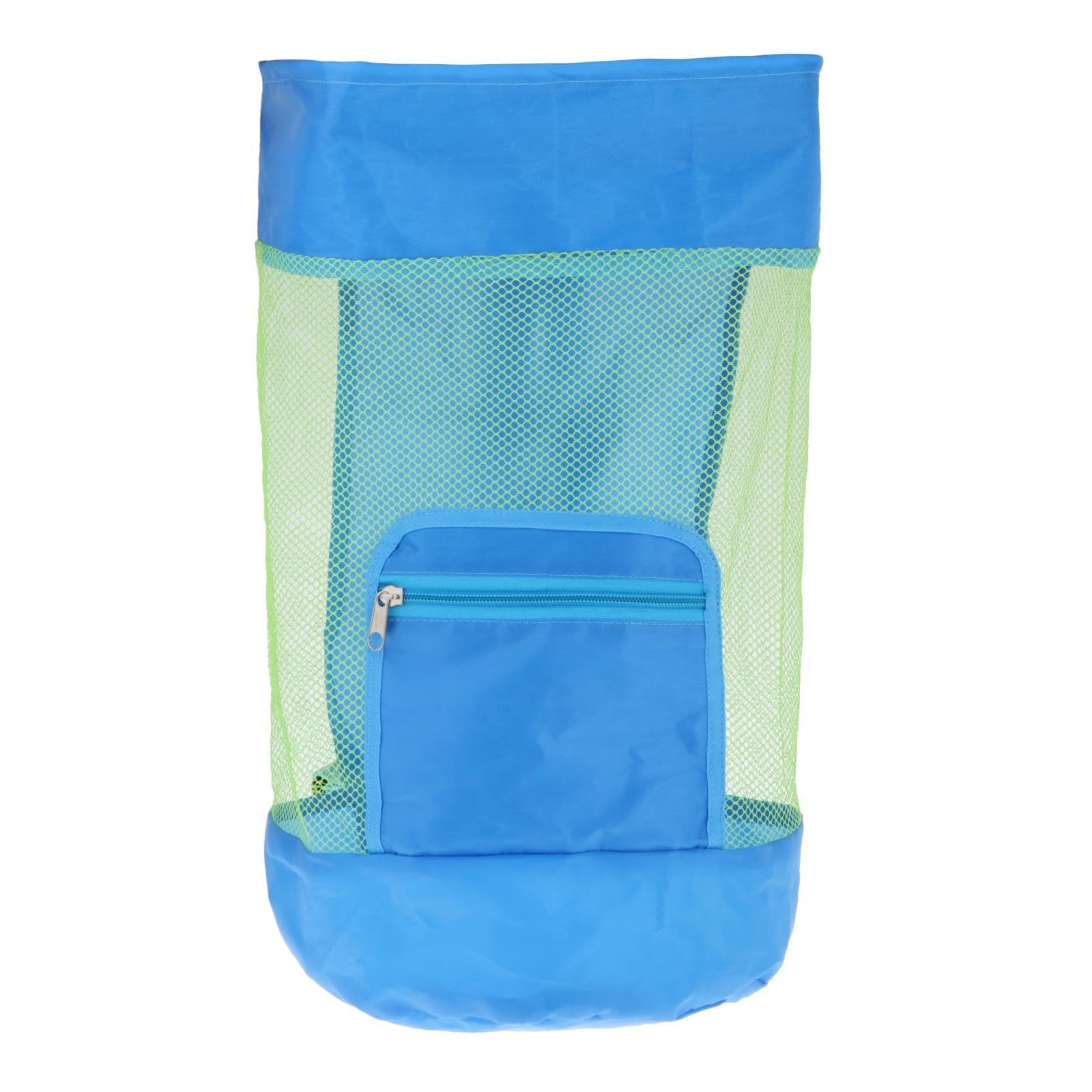 Beach Mesh Bag Tote with Drawstring Beach Sand Toy for Swimming Holiday Accs Blue-image-34