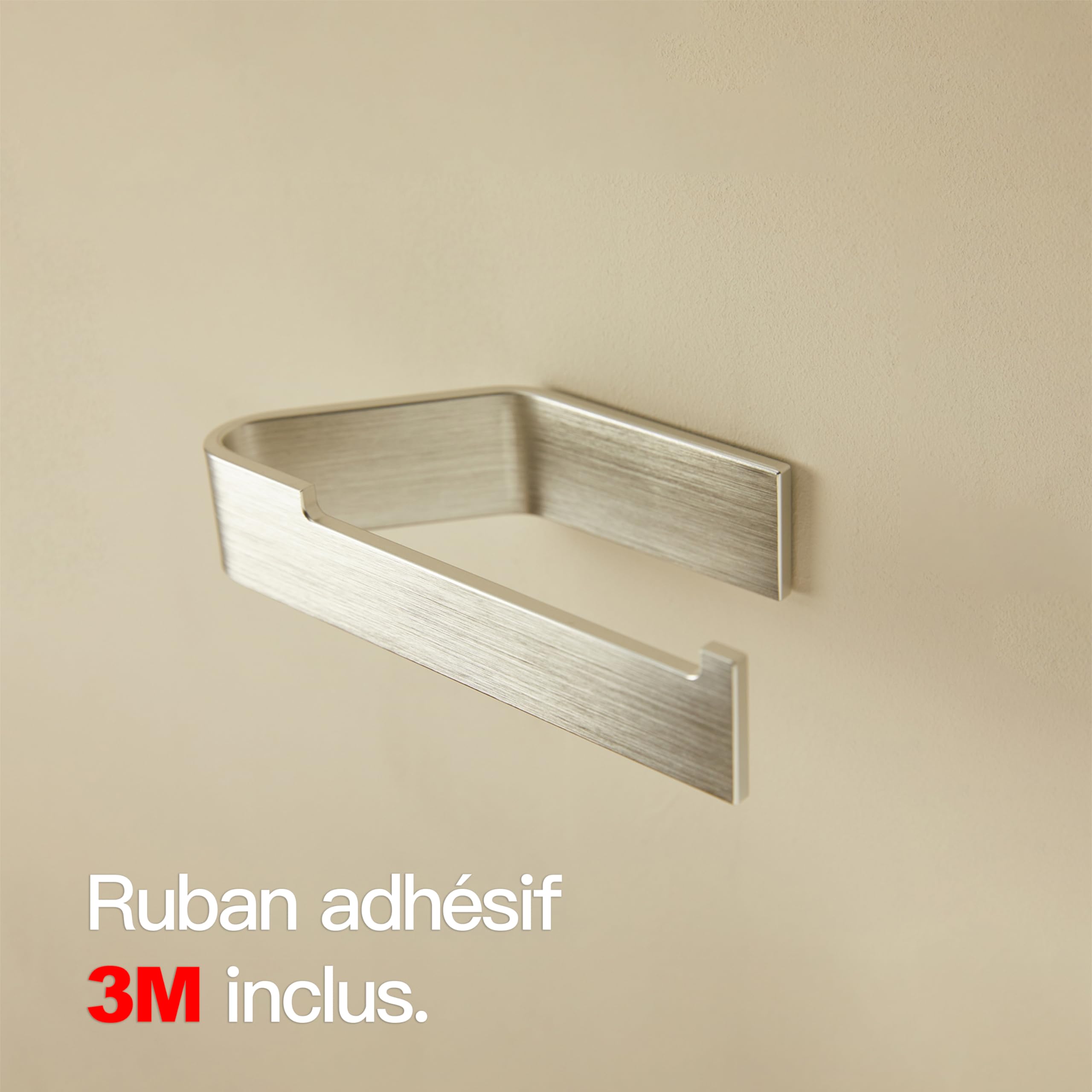 Design Hambourg Porte Papier Toilette sans Percer I Support Papier Toilette Salle de Bain Mural Auto Adhésif I Porte-Rouleau Papier WC I Design Moderne Gris argenté brossé