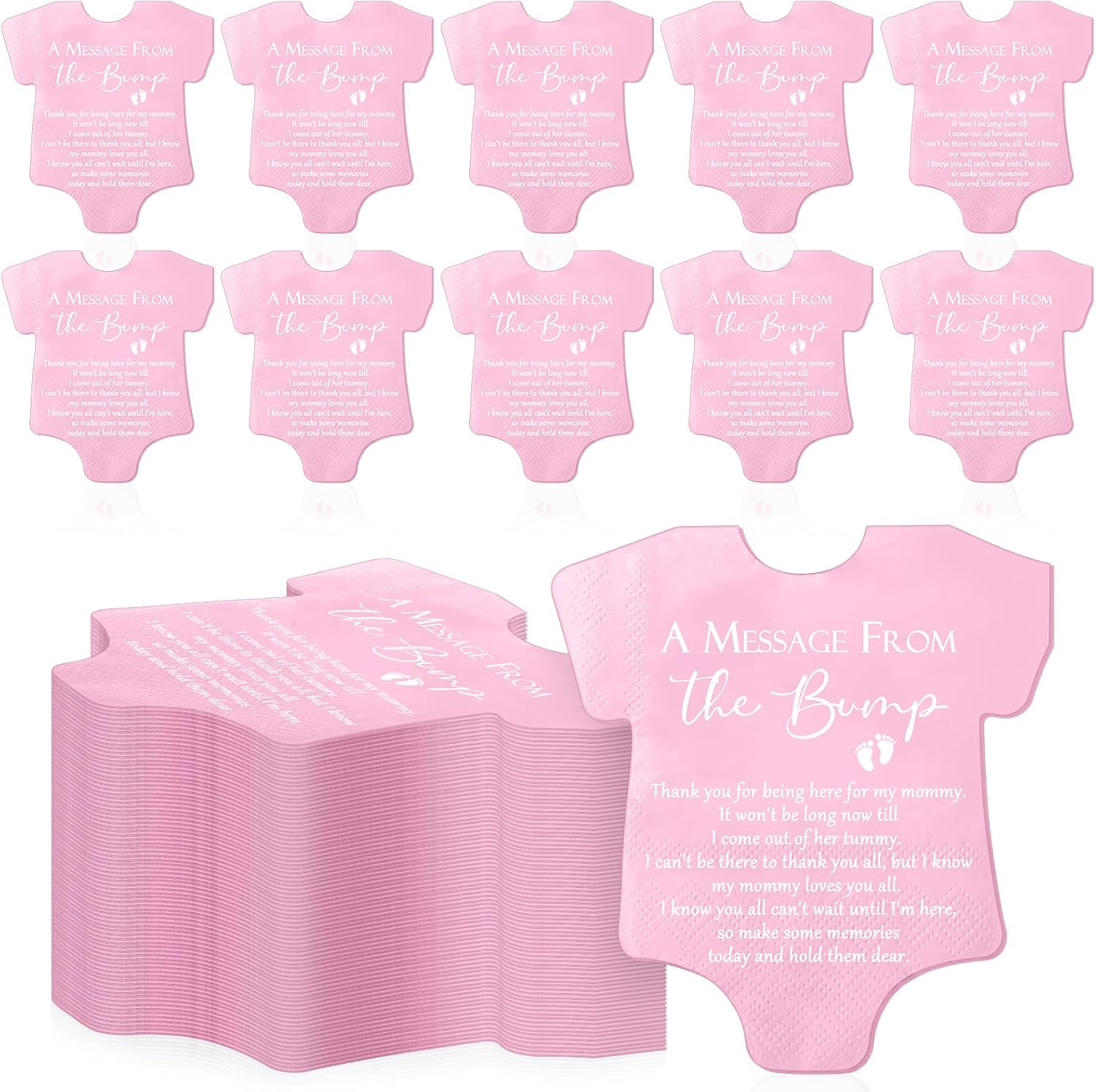 Colarr 100 Pcs Small Baby Shower Napkins Bodysuit Shape