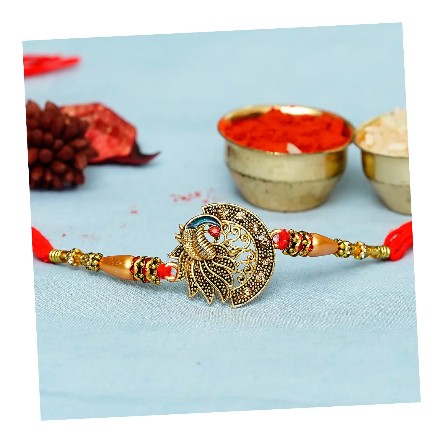 eCraftIndia Designer Peacock Rakhi with Roli Chawal Pack and Raksha Bandhan Greeting Card - Rakhi for Brother (B0B5DKDQ1N) Amazon Price History, Amazon Price Tracker