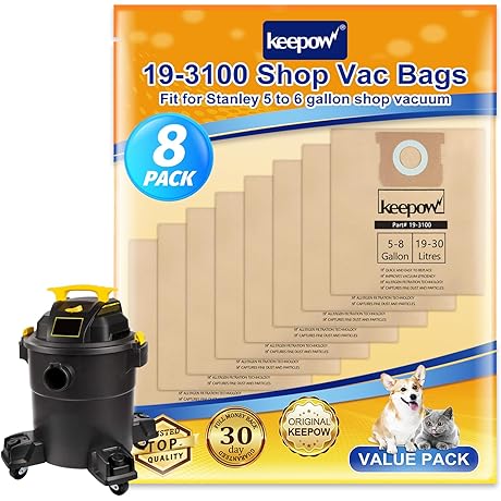 KEEPO Vacuum Bags for Stanley - 19-3100 Shop Vac Bags Compatible with...