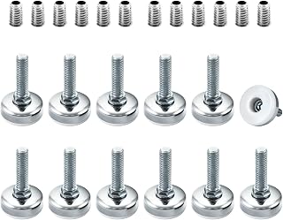 POWERTEC Threaded Leveling Feet 12PK with 3/8"-16 Threaded Inserts, Heavy Duty Adjustable Furniture Levelers with Large Nylon Foot for Cabinets, Benches, Tables & More (71189-P3)