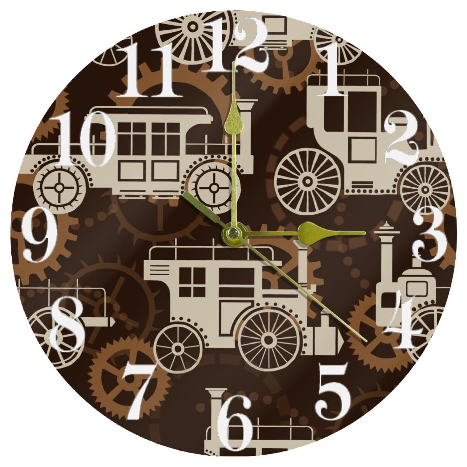 Horloge murale rétro Steampunk silencieuse ronde à piles pour maison et cuisine