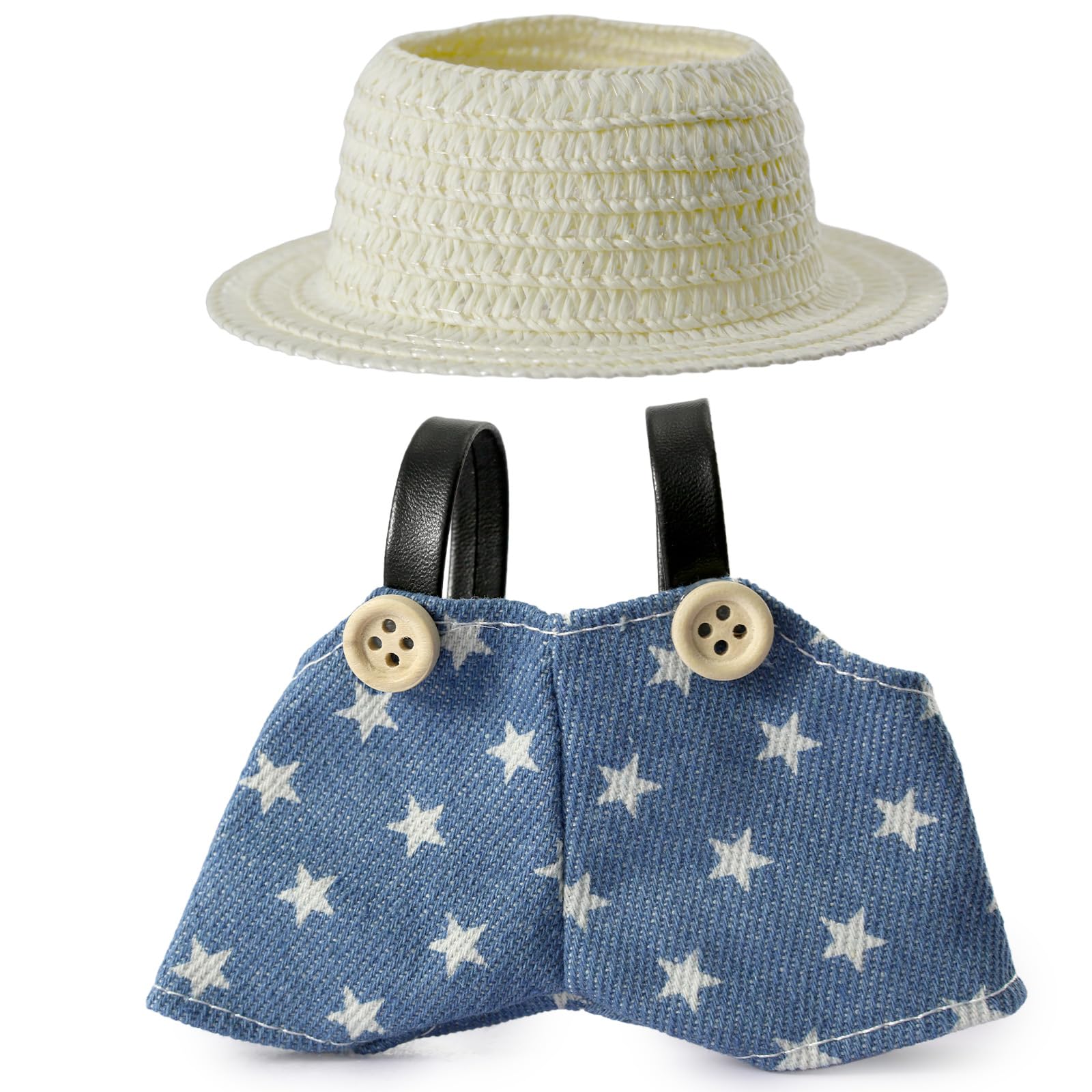 Clothes for LABUBU 17cm Doll (NO Doll),Outfit for LABUBU,Hat & Overalls Set for LABUBU Dress Up,Accessories for LABUBU