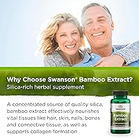 Vista 5 de Swanson Extracto de bambú para cabello y uñas Suplemento de sílice apoya colágeno 300 mg 60 cápsulas vegetales