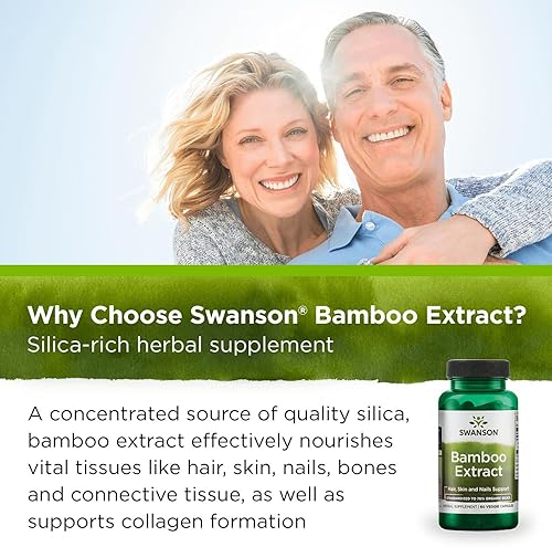 Miniatura 5 de Swanson Extracto de bambú para cabello y uñas Suplemento de sílice apoya colágeno 300 mg 60 cápsulas vegetales