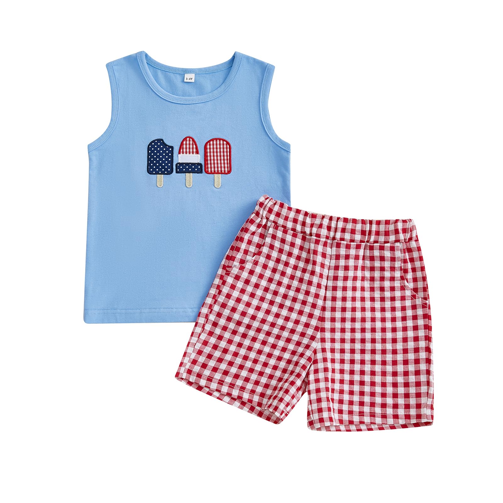 Ayalinggo 4th Of July Baby Boy Outfit Toddler USA Flag Sleeveless Tank Top Stars Stripe Shorts Fourth Of July Kids Clothes (Blue, 4-5T)