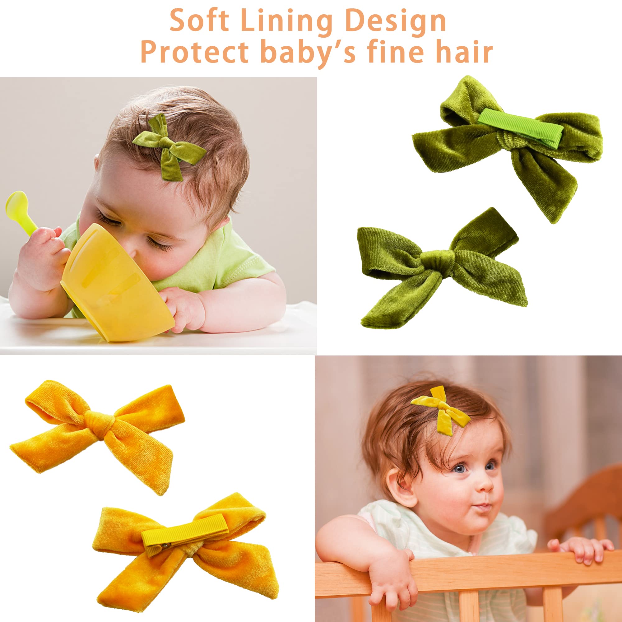 Yxiang 24pcs Velvet Hair Clips And Barrettes For Baby Girls