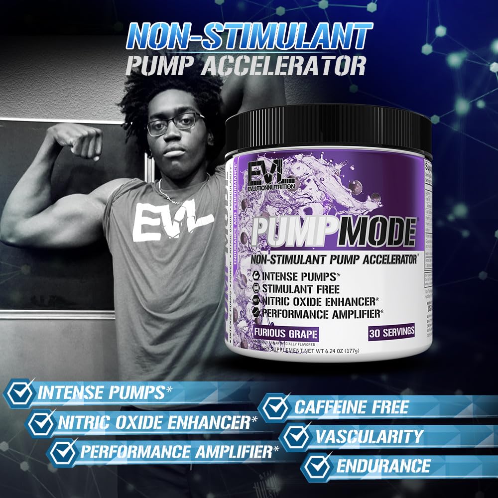 EVL PumpMode Nitric Oxide Booster Pre Workout Powder - Furious Grape — Amazon image 5